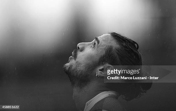 Pablo Daniel Osvaldo of FC Internazionale Milano looks on during FC Internazionale training session at the club's training ground on November 12,...