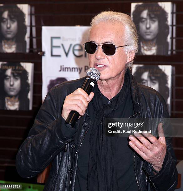 Guitarist Jimmy Page of the band Led Zepplin attends "Jimmy Page By Jimmy Page" Book Signing at Barnes & Noble bookstore at The Grove on November 11,...