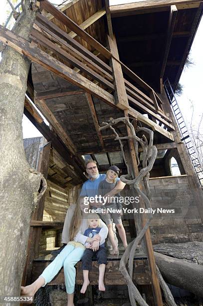 Gennaro Brooks-Church built a two-story tree house in his backyard for his three percosious children in the backyard of his 2nd Street home in Cobble...