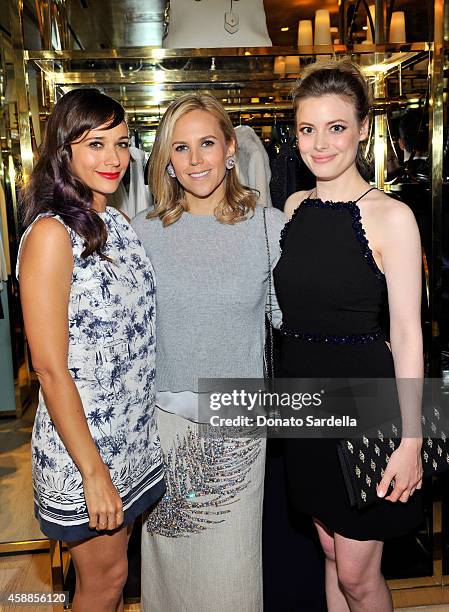 Actress Rashida Jones, designer Tory Burch and actress Gllian Jacobs attend Vogue and Tory Burch celebrate the Tory Burch Watch Collection at Tory...