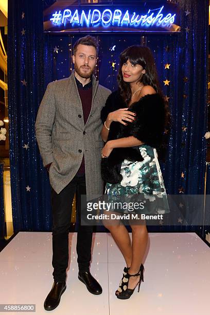 Rick Edwards and Jameela Jamil attend the #PandoraWishes campaign launch event, Pandora Marble Arch flagship store, London on November 12, 2014 in...