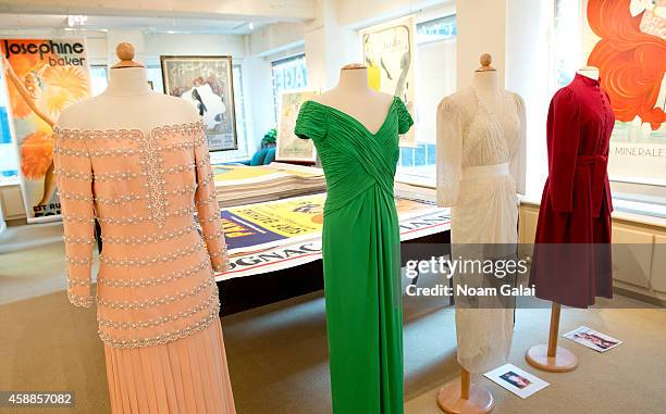 Collection of gowns worn by HRH Princess Diana to be auctioned December 5-6, 2014 on display at Ross Art Gallery on November 12, 2014 in New York...