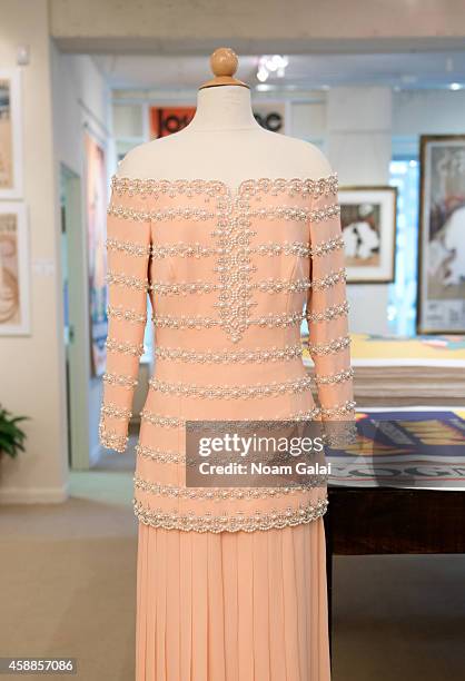 Petal pink silk Catherine Walker gown double worn by HRH Princess Diana to the reopening of the Savoy theatre and to a performance of La boheme at...