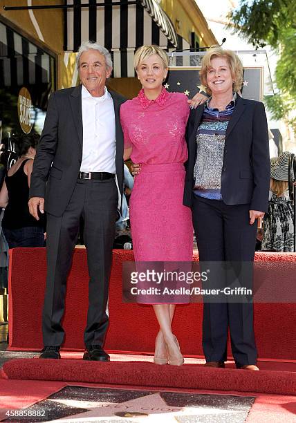 Actress Kaley Cuoco , dad Gary Cuoco and mom Layne Wingate attend the ceremony honoring Kaley Cuoco with a star on the Hollywood Walk of Fame on...
