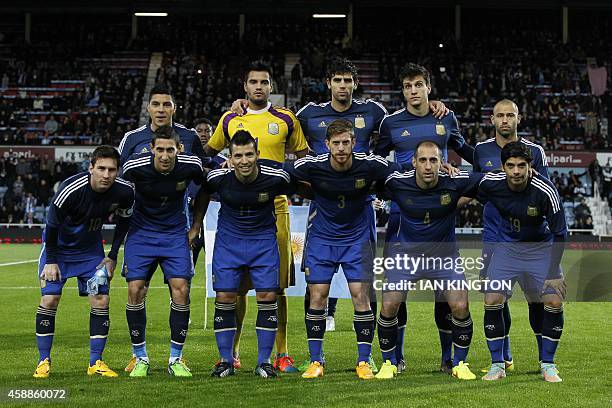 The Argentina starting XI, midfielder Enzo Perez, goalkeeper Sergio Romero, defender Federico Fazio, defender Santiago Vergini and midfielder Javier...