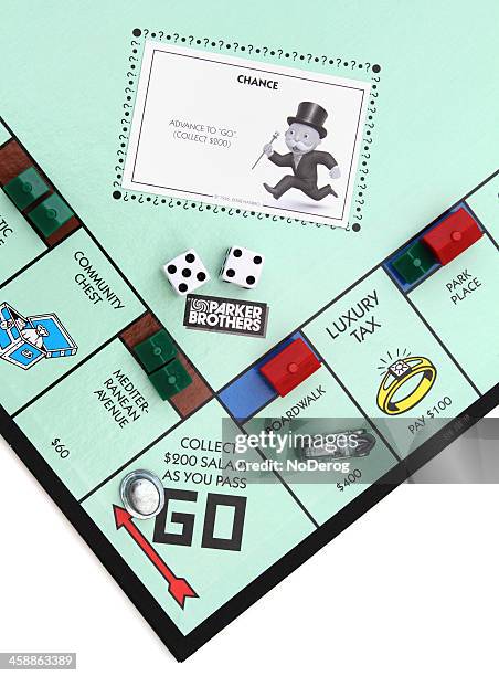 monopoly-spiel gehe square - monopoly board game stock-fotos und bilder