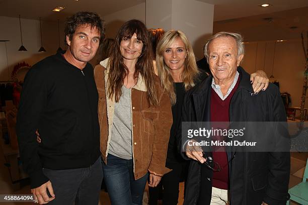 Pierre Rambaldi, Caroline de Maigret, Marie Poniatowski and Prince Jean poniatowski attend the New Jewellery Collection : Cocktail Party At Avenue...