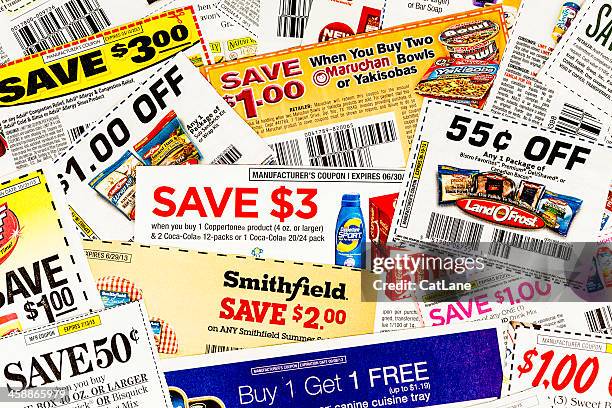 save money with coupons - coupon stock pictures, royalty-free photos & images