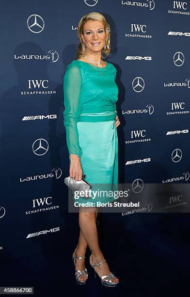 German alpine ski athlete, Maria Hoefl-Riesch poses prior to the Laureus Media Award 2014 at Grand Hyatt Hotel on November 12, 2014 in Berlin,...