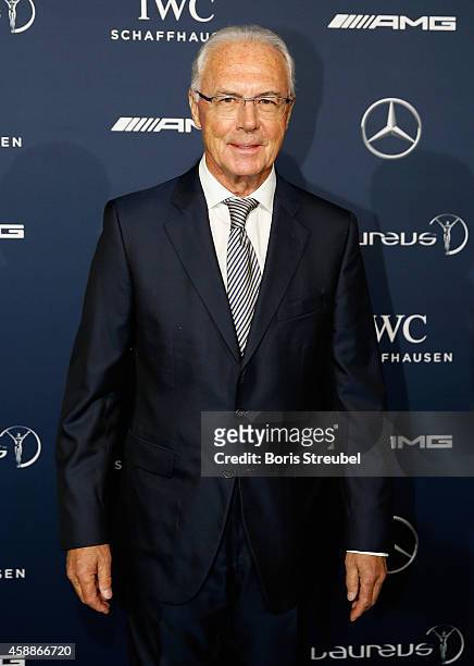 Franz Beckenbauer poses prior to the Laureus Media Award 2014 at Grand Hyatt Hotel on November 12, 2014 in Berlin, Germany.