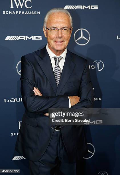 Franz Beckenbauer poses prior to the Laureus Media Award 2014 at Grand Hyatt Hotel on November 12, 2014 in Berlin, Germany.