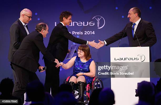 Winner of the Laureus award 'Social Media Photo' attend the Laureus Media Award 2014 at Grand Hyatt Hotel on November 12, 2014 in Berlin, Germany.