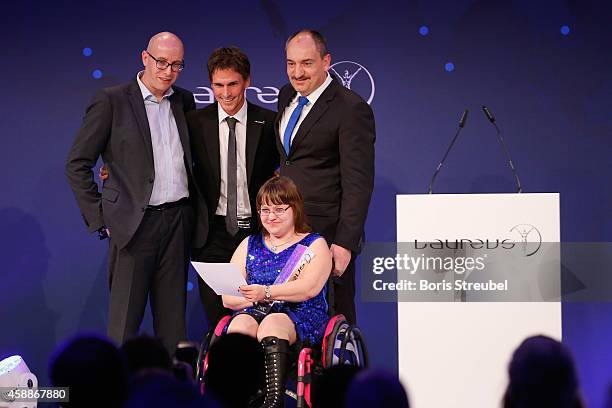 Winner of the Laureus award 'Social Media Photo' attend the Laureus Media Award 2014 at Grand Hyatt Hotel on November 12, 2014 in Berlin, Germany.