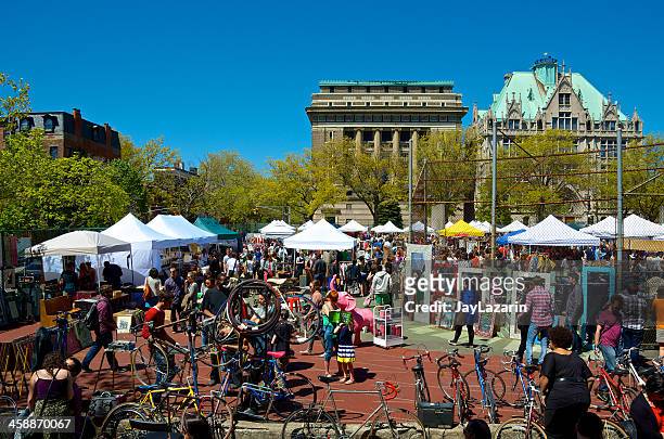 bicycle sales & repair, brooklyn flea market, fort greene, nyc - fort greene stock pictures, royalty-free photos & images