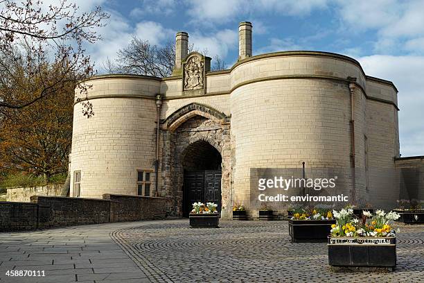 the gatehouse of nottingham castle. - nottingham stock pictures, royalty-free photos & images