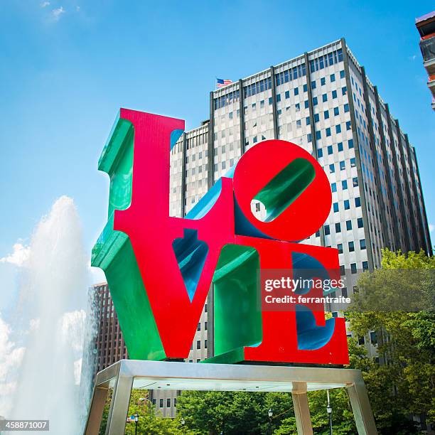 love park philadelphia - statue stock pictures, royalty-free photos & images