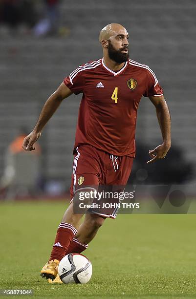 Belgium's midfielder Anthony Vanden Borre controles the ball during the friendly football match between Belgium and Iceland, at the King Baudouin...