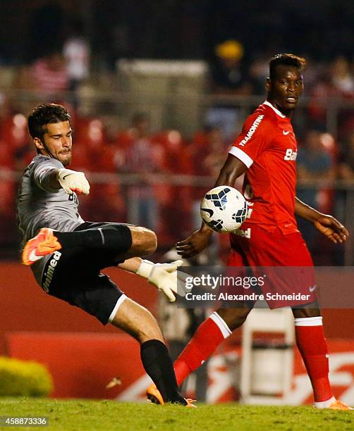 Alisson, goalkeeper of Internacional in action during the match between Sao Paulo and Internacional for the Brazilian Series A 2014 at Morumbi...