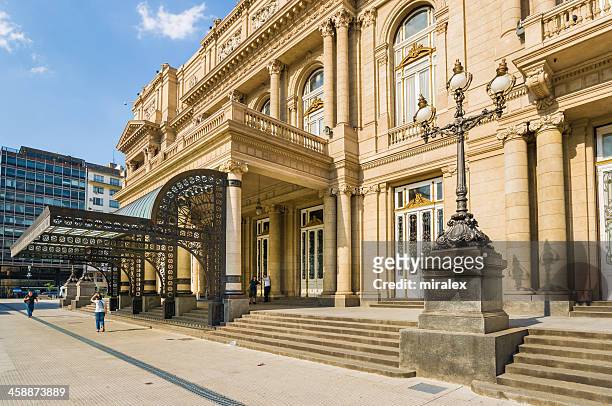 facade of teatro colón in buenos aires, argentina - buenos aires art stock pictures, royalty-free photos & images