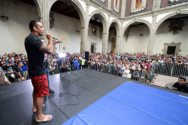 Fabricio Werdum interacts with the fans during the UFC 180 open workouts at the Interactive Museum of Economics on November 12, 2014 in Mexico City,...