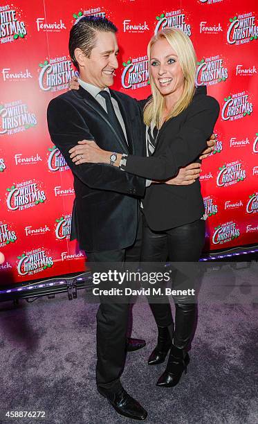 Tom Chambers and Camilla Dallerup arrive at the "White Christmas" press night after party at The Bloomsbury Ballroom on November 12, 2014 in London,...