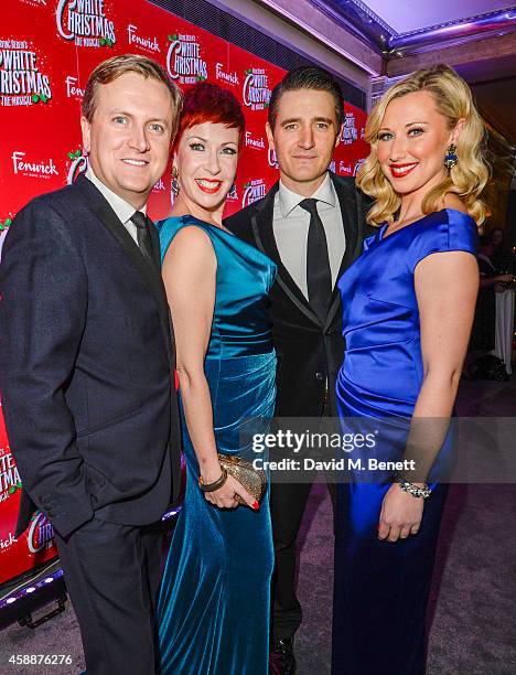 Tom Chambers, Rachel Stanley, Aled Jones and Louise Bowden arrive at the "White Christmas" press night after party at The Bloomsbury Ballroom on...