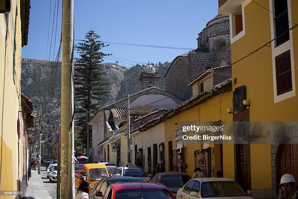 Busy street in Huamanga, Peru