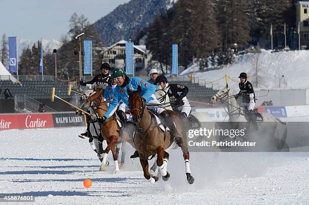 st. moritz polo world cup im schnee - ritterturnier stock-fotos und bilder