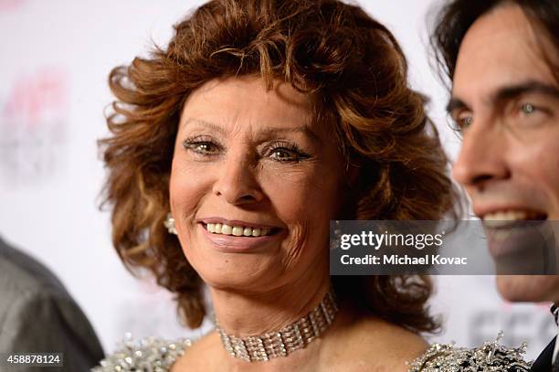 Honoree Sophia Loren and conductor Carlo Ponti attend the special tribute to Sophia Loren during the AFI FEST 2014 presented by Audi at Dolby Theatre...