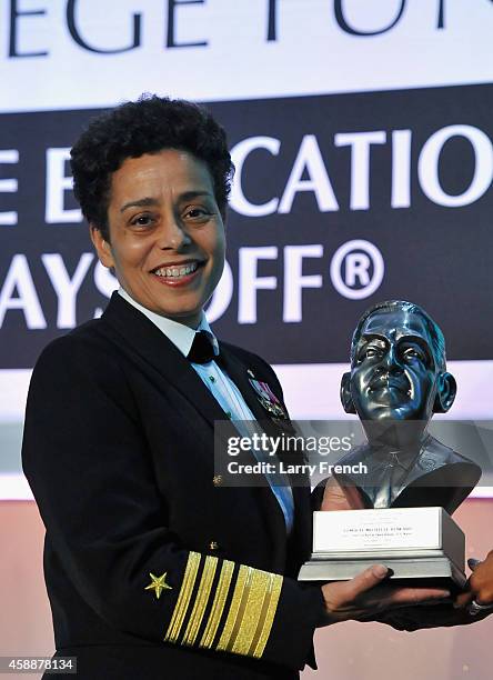 Vice Chief of Naval Operations, U.S. Navy, Admiral Michelle Howard recieves award on stage at the Thurgood Marshall College Fund 26th Awards Gala at...