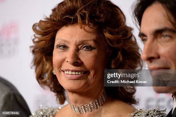 Honoree Sophia Loren and conductor Carlo Ponti attend the special tribute to Sophia Loren during the AFI FEST 2014 presented by Audi at Dolby Theatre...