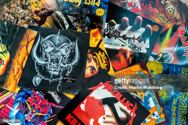 vinyl record sleeves - 80s rock music stock pictures, royalty-free photos & images
