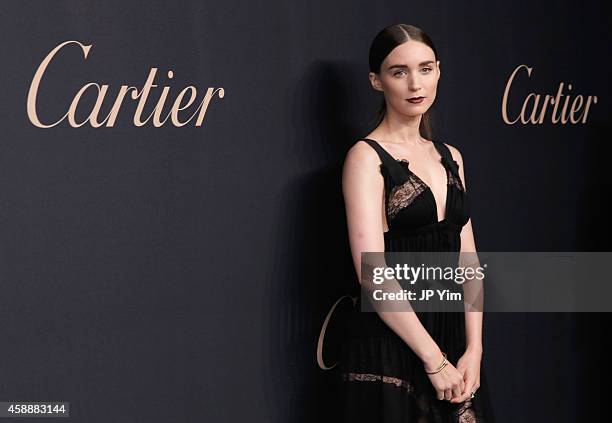 Actress Rooney Mara attends The Maison Cartier Celebrates 100th Anniversary Of Their Emblem La Panthere De Cartier! at Skylight Clarkson Sq on...