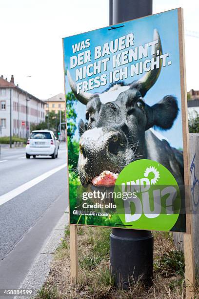wahlkampf billboard der die gruenen/bundestagswahlkampf - wahlplakate stock-fotos und bilder