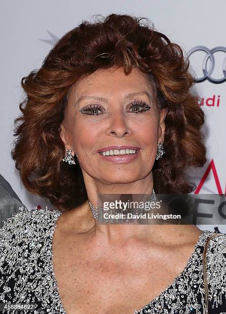 Actress Sophia Loren attends the AFI FEST 2014 presented by Audi's special tribute to Sophia Loren at the Dolby Theatre on November 12, 2014 in...