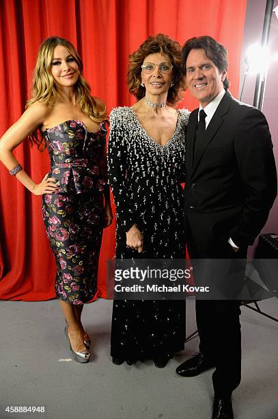 Actress Sofia Vergara, honoree Sophia Loren and director Rob Marshall attend the special tribute to Sophia Loren during the AFI FEST 2014 presented...