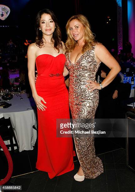 Actress Katherine Castro and producer Liz Rodriguez attend Katherine Castro Receives Hollywood FAME Awards at Avalon on November 12, 2014 in...