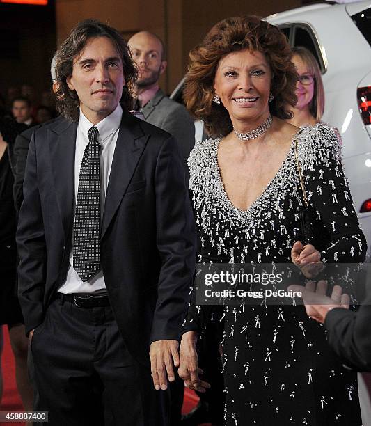 Sophia Loren and son Carlo Ponti Jr. Arrive at the AFI FEST 2014 Presented By Audi - A Special Tribute To Sophia Loren at Dolby Theatre on November...