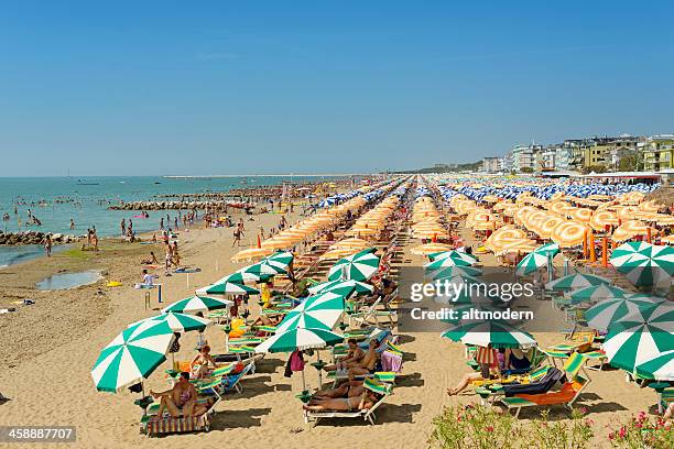 full beach in caorle - bibione stock pictures, royalty-free photos & images