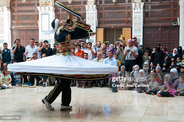 whirling at umayyad mosque in damascus, syria - umayyad mosque stock pictures, royalty-free photos & images