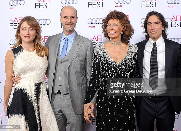 Actress Sasha Alexander, Edoardo Ponti, actress Sophia Loren and Carlo Ponti, Jr. Arrive at the AFI FEST 2014 Presented By Audi - A Special Tribute...