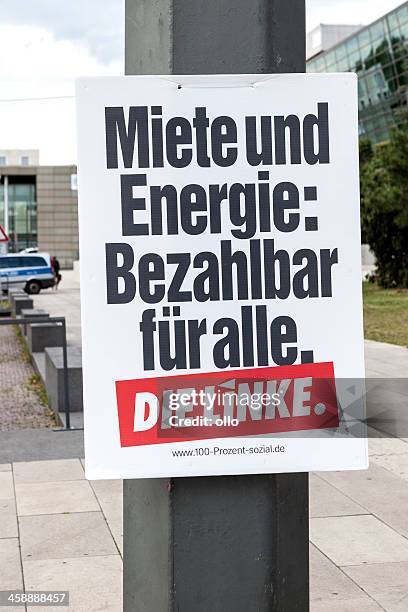 election campaign billboard of die linke / bundestagswahlkampf 2013 - election poster stock pictures, royalty-free photos & images