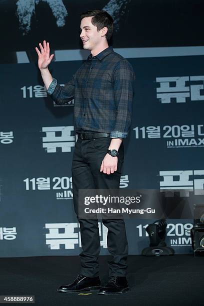 Actor Logan Lerman attends the 'Fury' press conference at Conrad Hotel on November 13, 2014 in Seoul, South Korea. The film will open on November 20,...