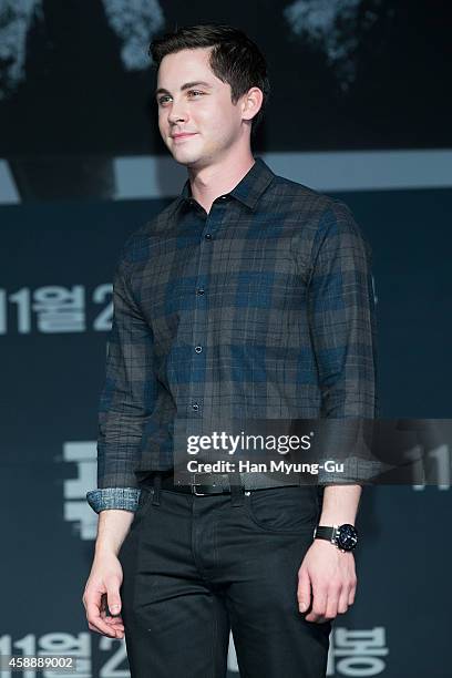 Actor Logan Lerman attends the 'Fury' press conference at Conrad Hotel on November 13, 2014 in Seoul, South Korea. The film will open on November 20,...