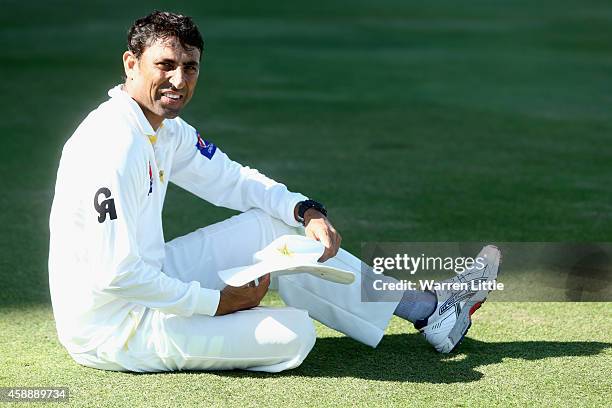 Portrait of Younis Khan of Pakistan ahead of day five of the first test between Pakistan and New Zealand at Sheikh Zayed stadium on November 13, 2014...