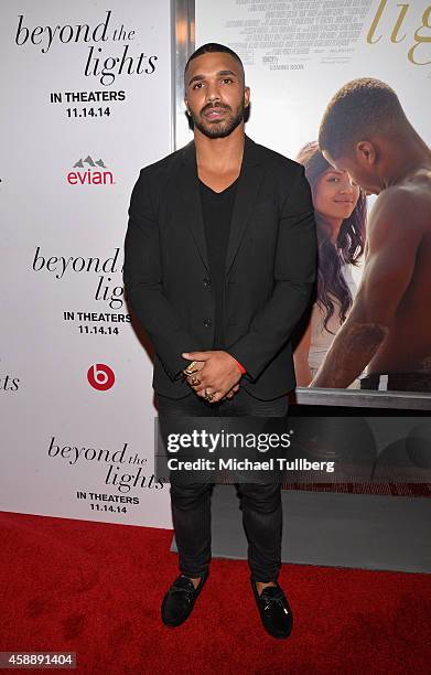 Actor Tyler Lepley attends the premiere of Relativity Studios and BET Networks' film "Beyond The Lights" at ArcLight Hollywood on November 12, 2014...