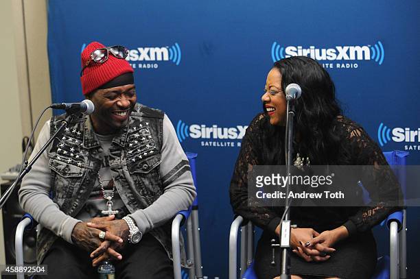 Rapper Treach Criss and Cicely Evans attend Dr. Jenn Berman tapes "The Dr. Jenn Show" at SiriusXM Studios on November 11, 2014 in New York City.