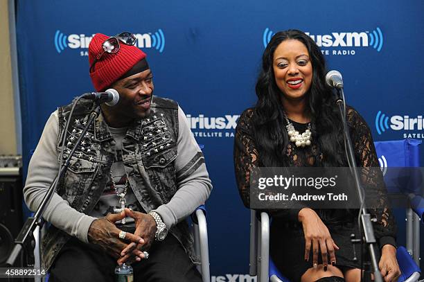 Rapper Treach Criss and Cicely Evans attend Dr. Jenn Berman tapes "The Dr. Jenn Show" at SiriusXM Studios on November 11, 2014 in New York City.