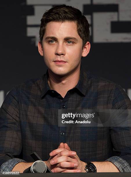 Actor Logan Lerman attends a press conference to promote the movie 'Fury' at Conrad hotel on November 13, 2014 in Seoul, South Korea.