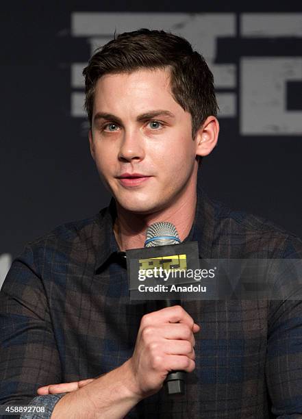 Actor Logan Lerman attends a press conference to promote the movie 'Fury' at Conrad hotel on November 13, 2014 in Seoul, South Korea.